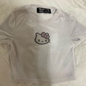 Hello Kitty X Forever 21 Cropped Baby Tee W/ Rhinestones